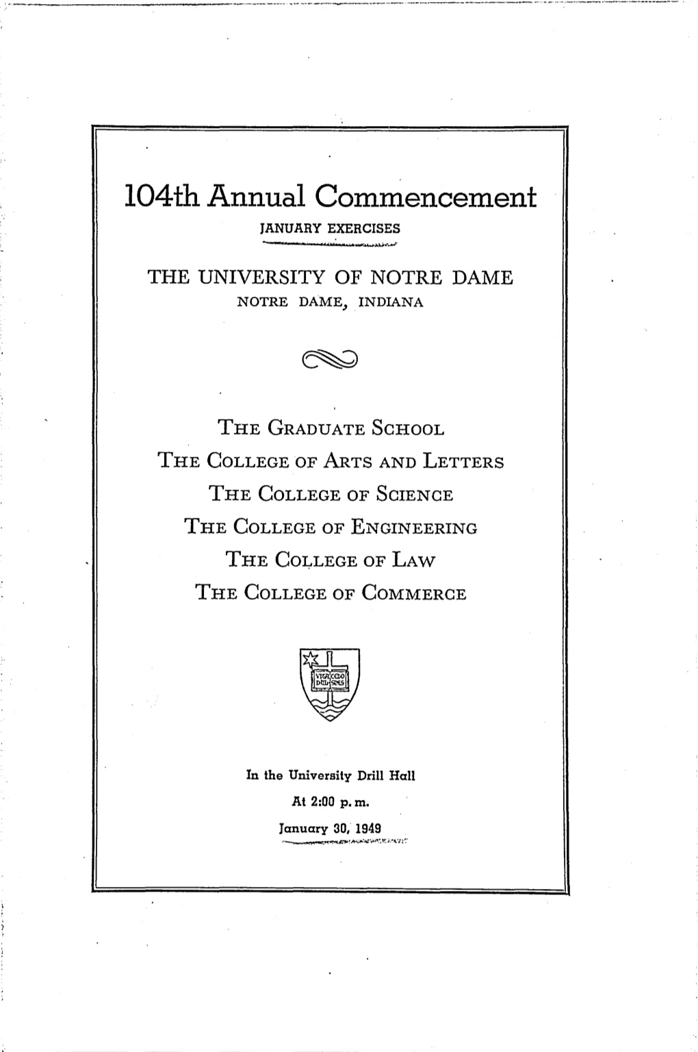 1949-01-30 University of Notre Dame Commencement Program