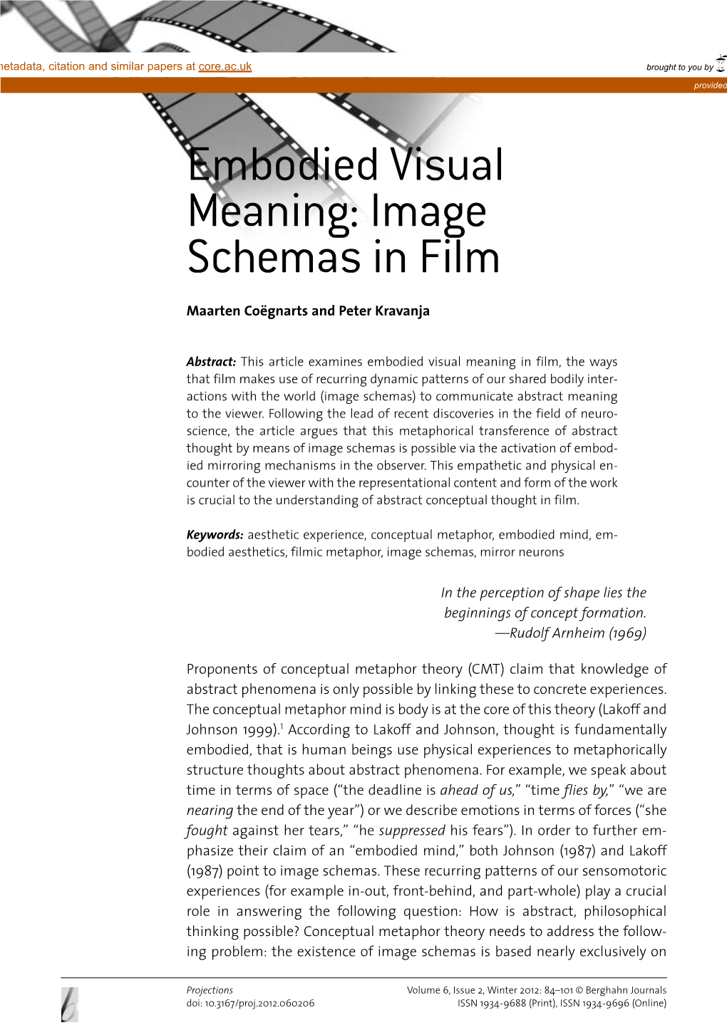 Embodied Visual Meaning: Image Schemas in Film