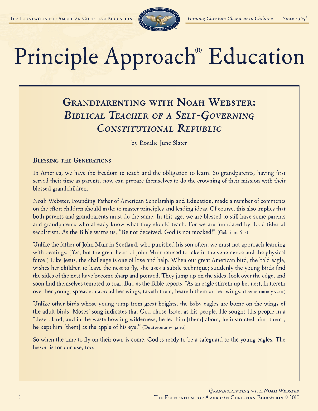 Grandparenting with Noah Webster: Biblical Teacher of a Self-Governing Constitutional Republic by Rosalie June Slater