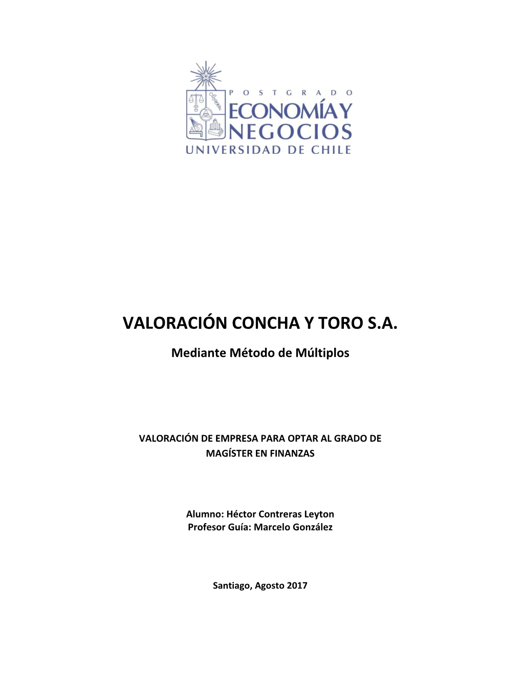 VALORACIÓN CONCHA Y TORO S.A. Mediante Método De Múltiplos