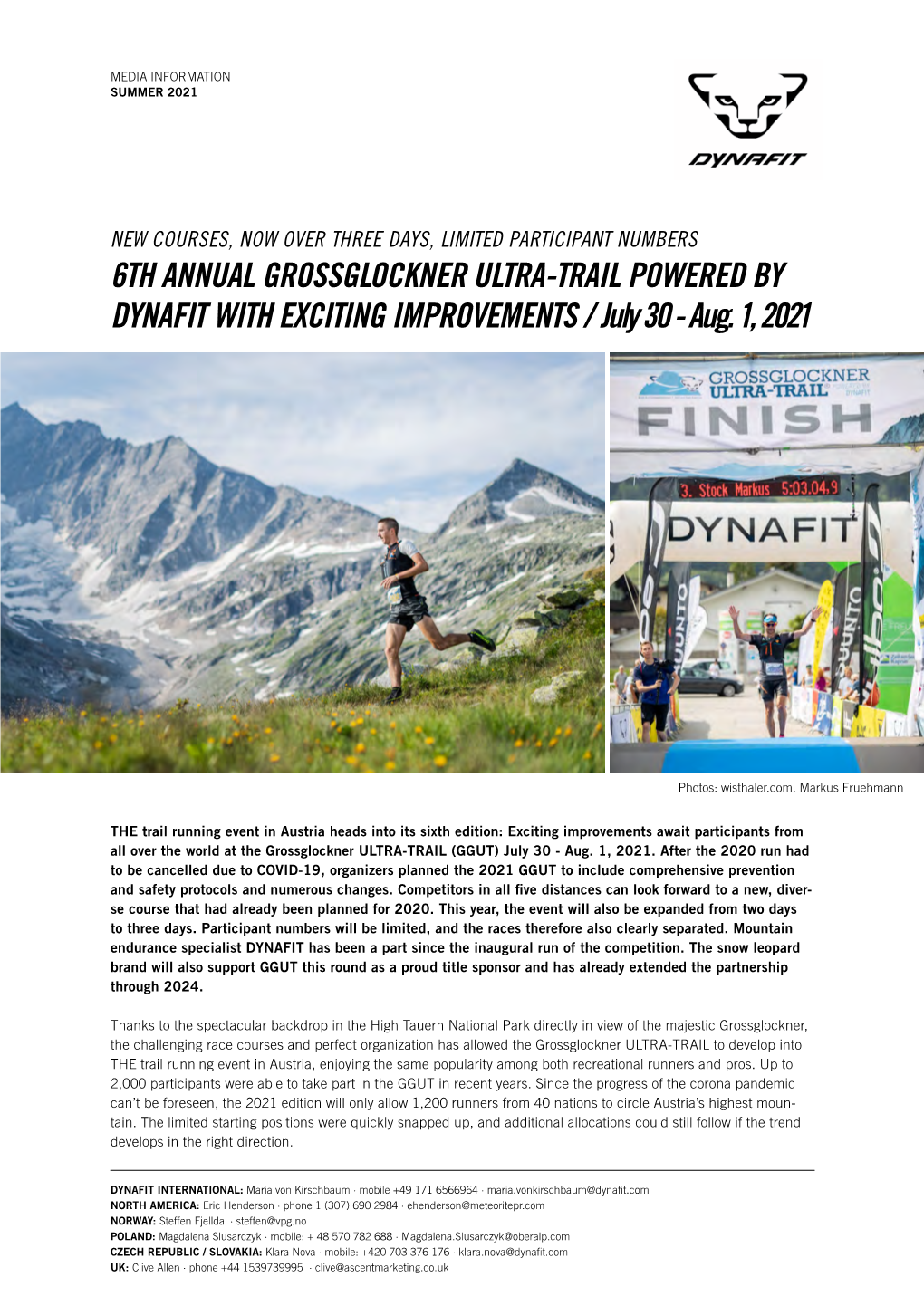 6TH ANNUAL GROSSGLOCKNER ULTRA-TRAIL POWERED by DYNAFIT with EXCITING IMPROVEMENTS / July 30 - Aug