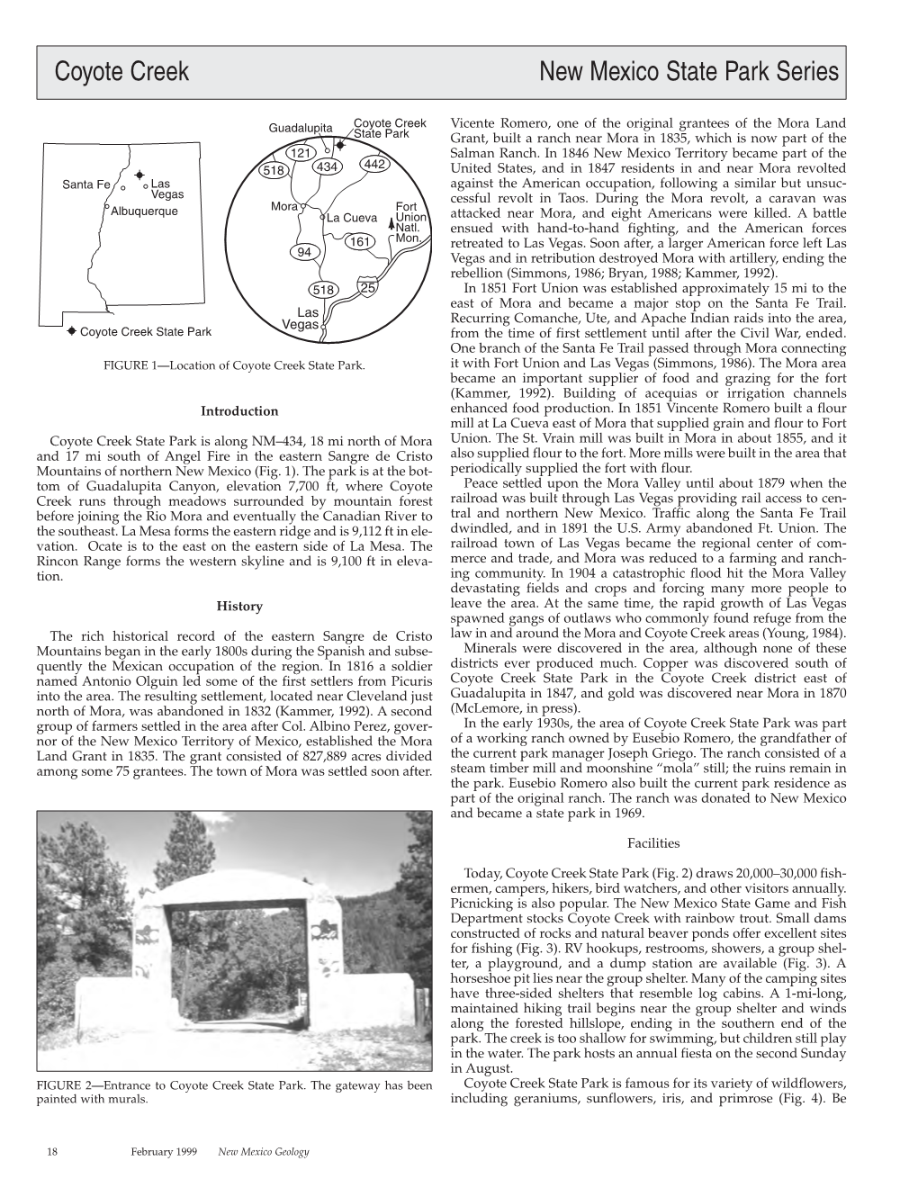 Coyote Creek State Park from the Time of First Settlement Until After the Civil War, Ended