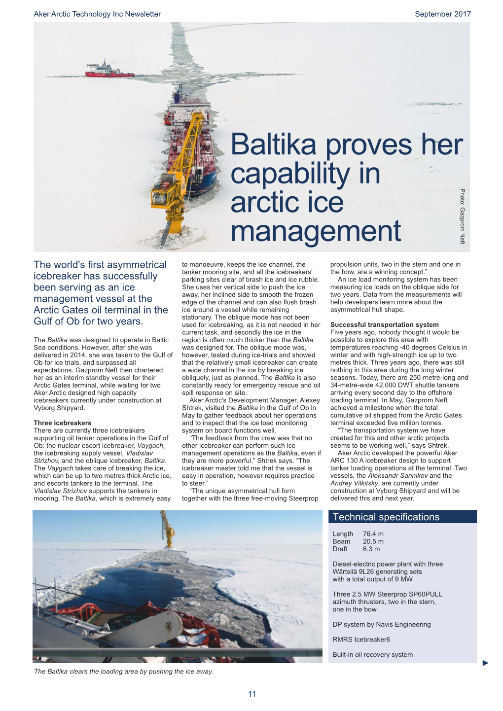 Baltika Proves Her Capability in Arctic Ice Management