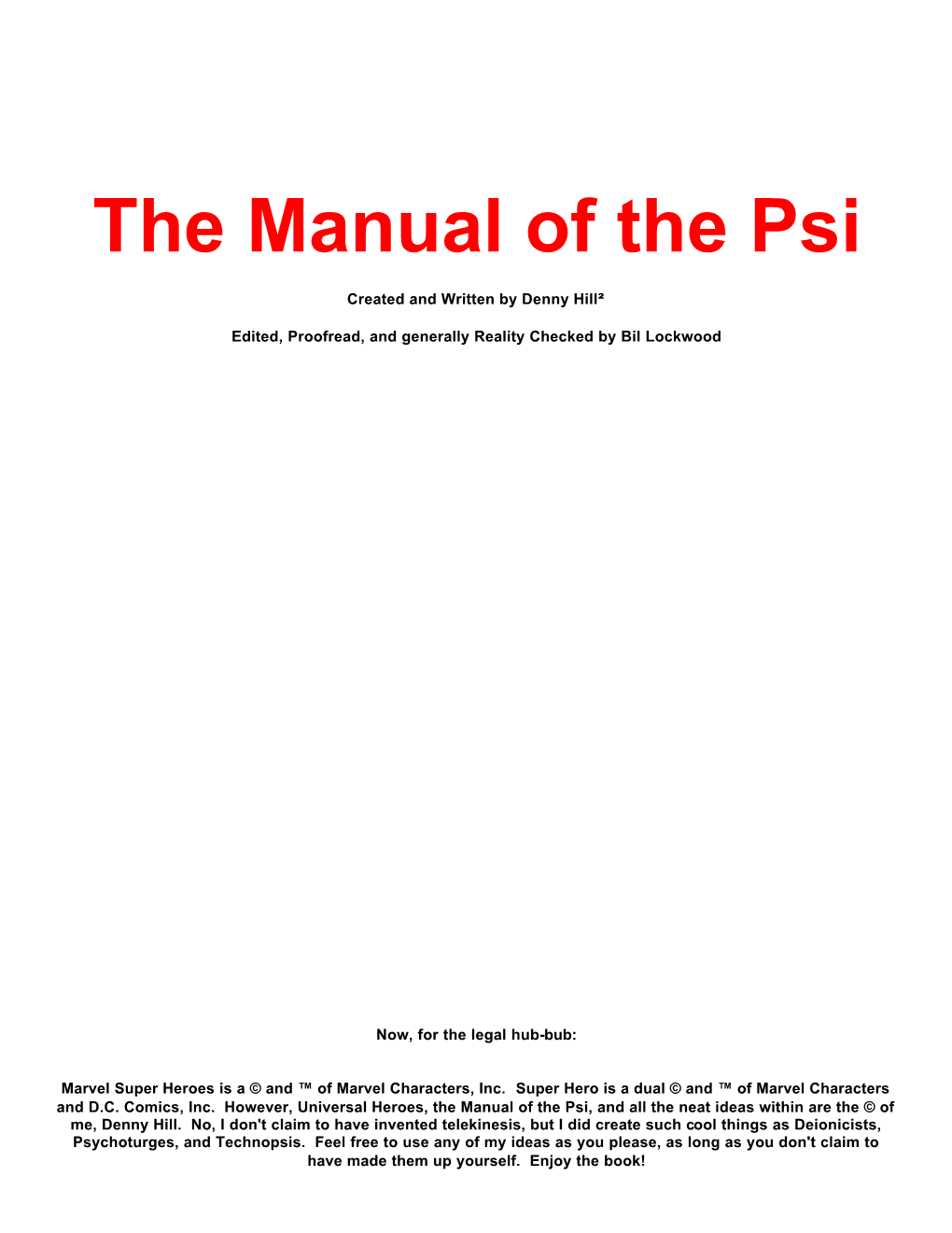 Manual of the Psi