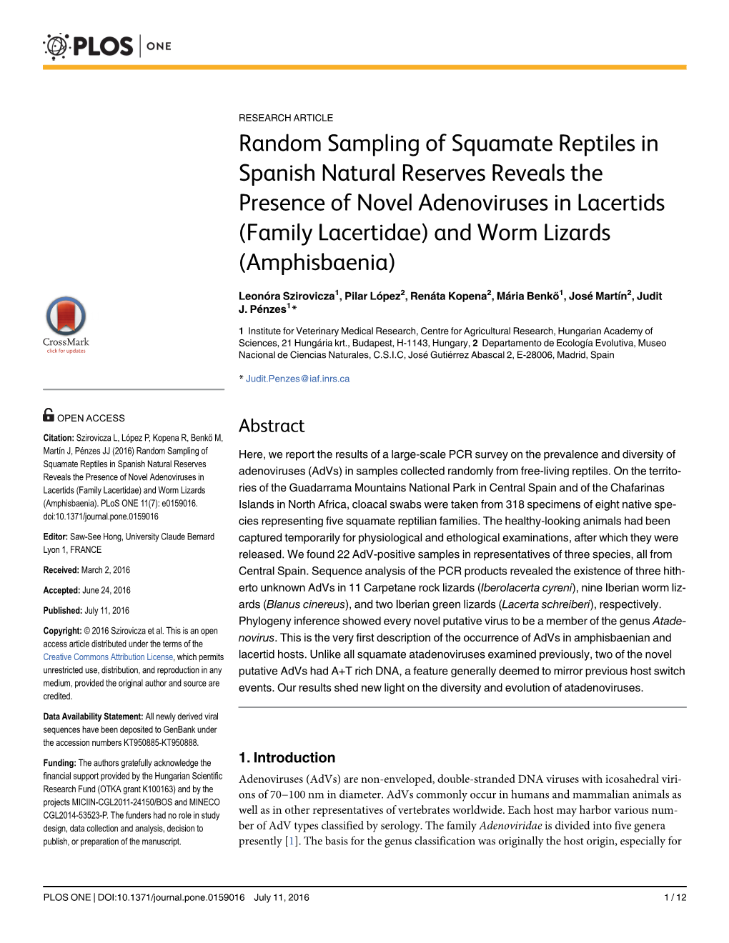 Random Sampling of Squamate Reptiles in Spanish