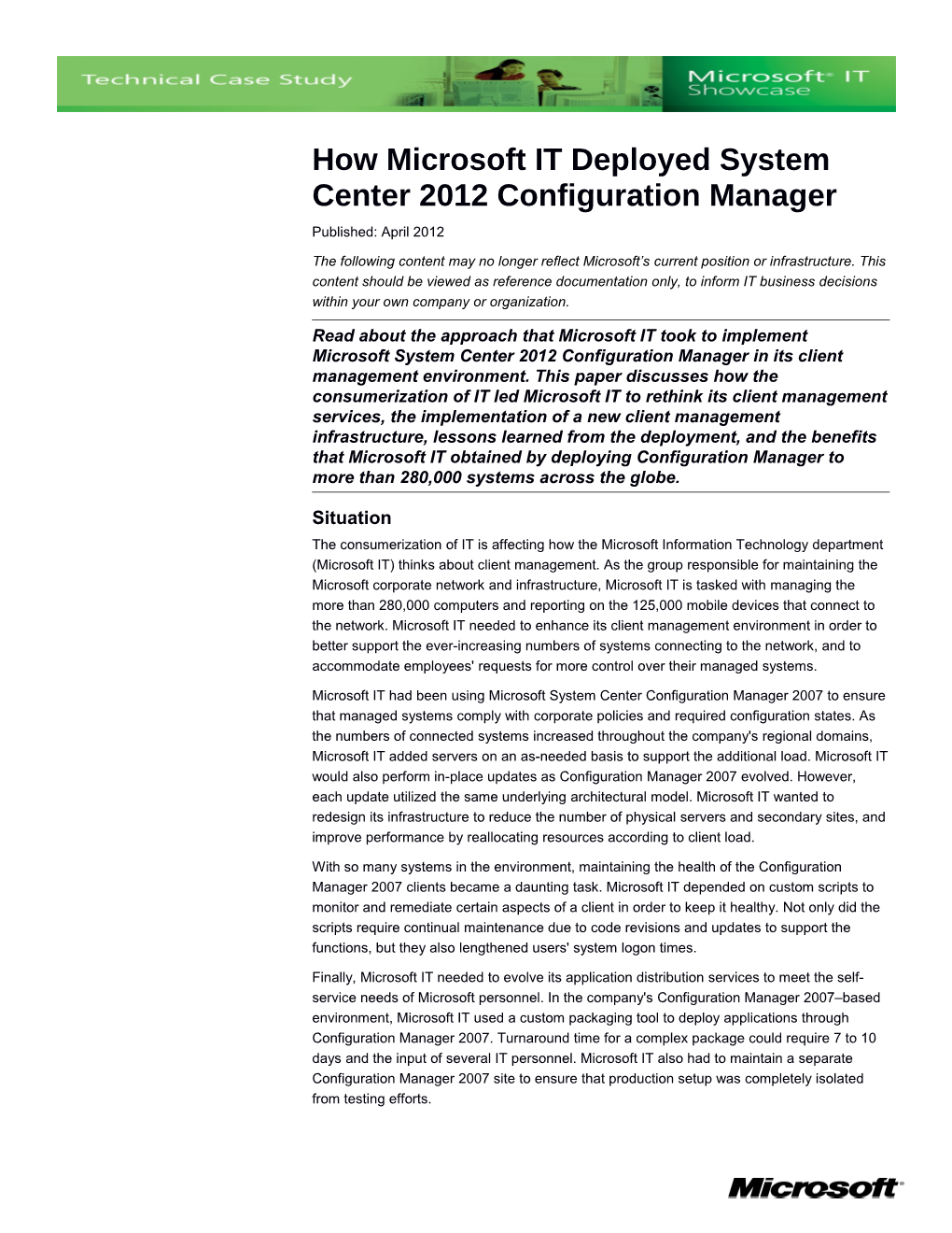 How Microsoft IT Deployed System Center 2012 Configuration Manager