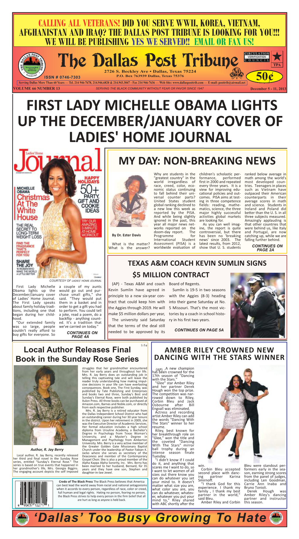 First Lady Michelle Obama Lights up the December/January Cover of Ladies' Home Journal My Day: Non-Breaking News