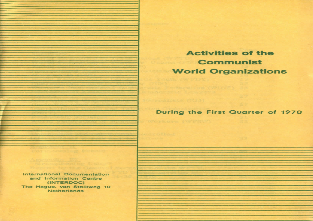 Activities of the Communist World Organizations