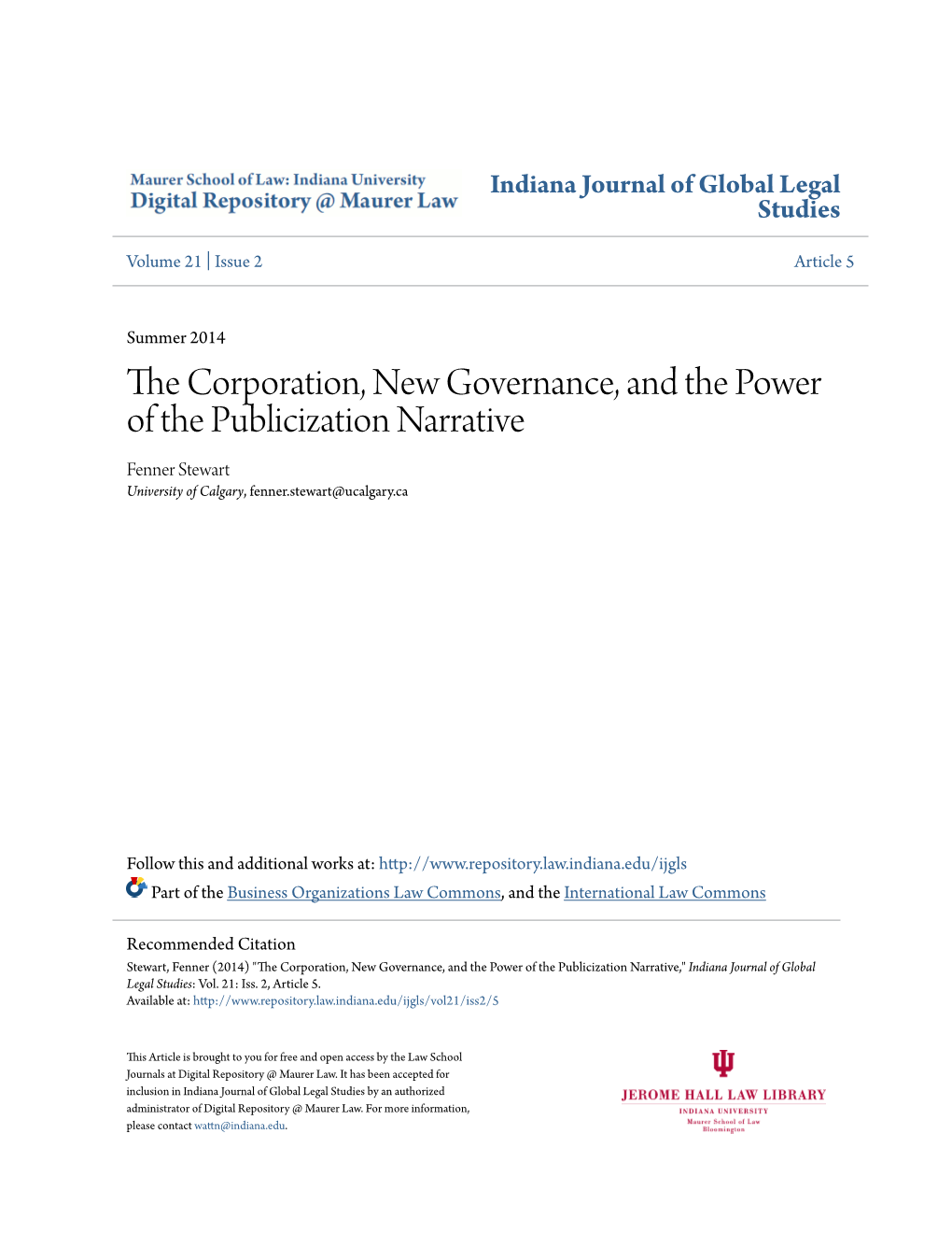 The Corporation, New Governance, and the Power of the Publicization Narrative