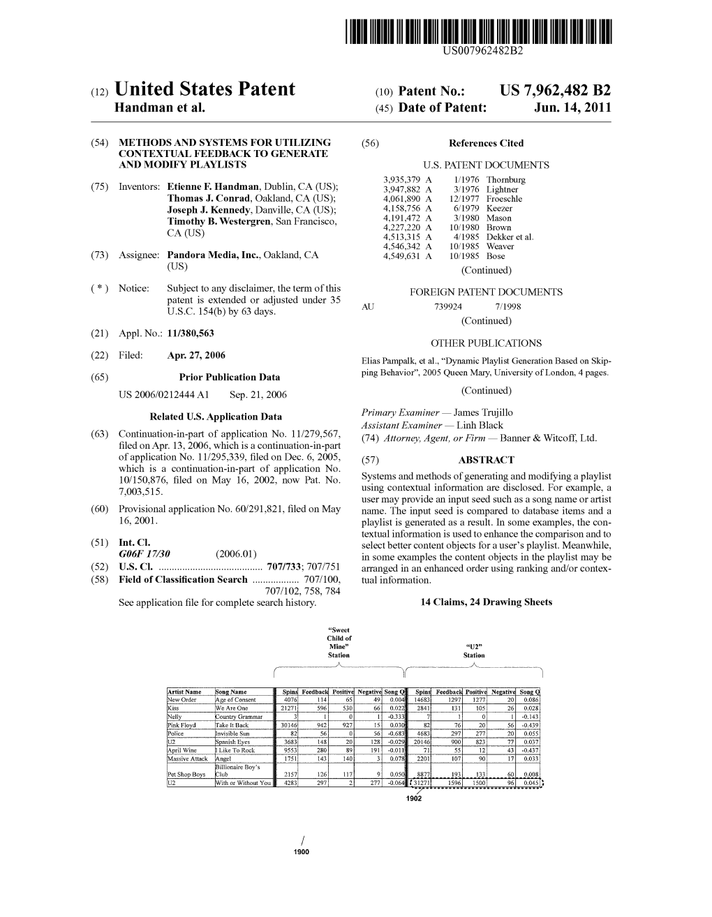 (12) United States Patent (10) Patent No.: US 7,962.482 B2 Handman Et Al