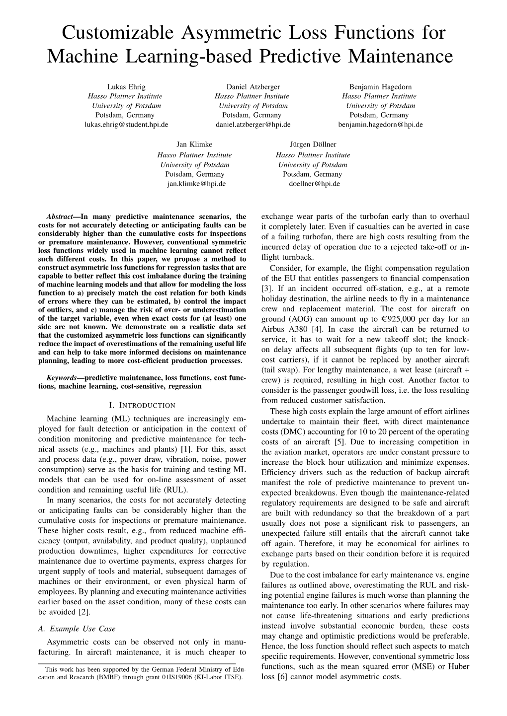 Customizable Asymmetric Loss Functions for Machine Learning-Based Predictive Maintenance