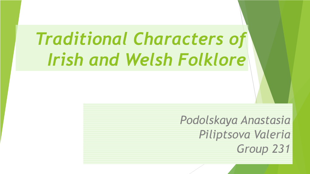 Traditional Characters of Irish and Welsh Folklore