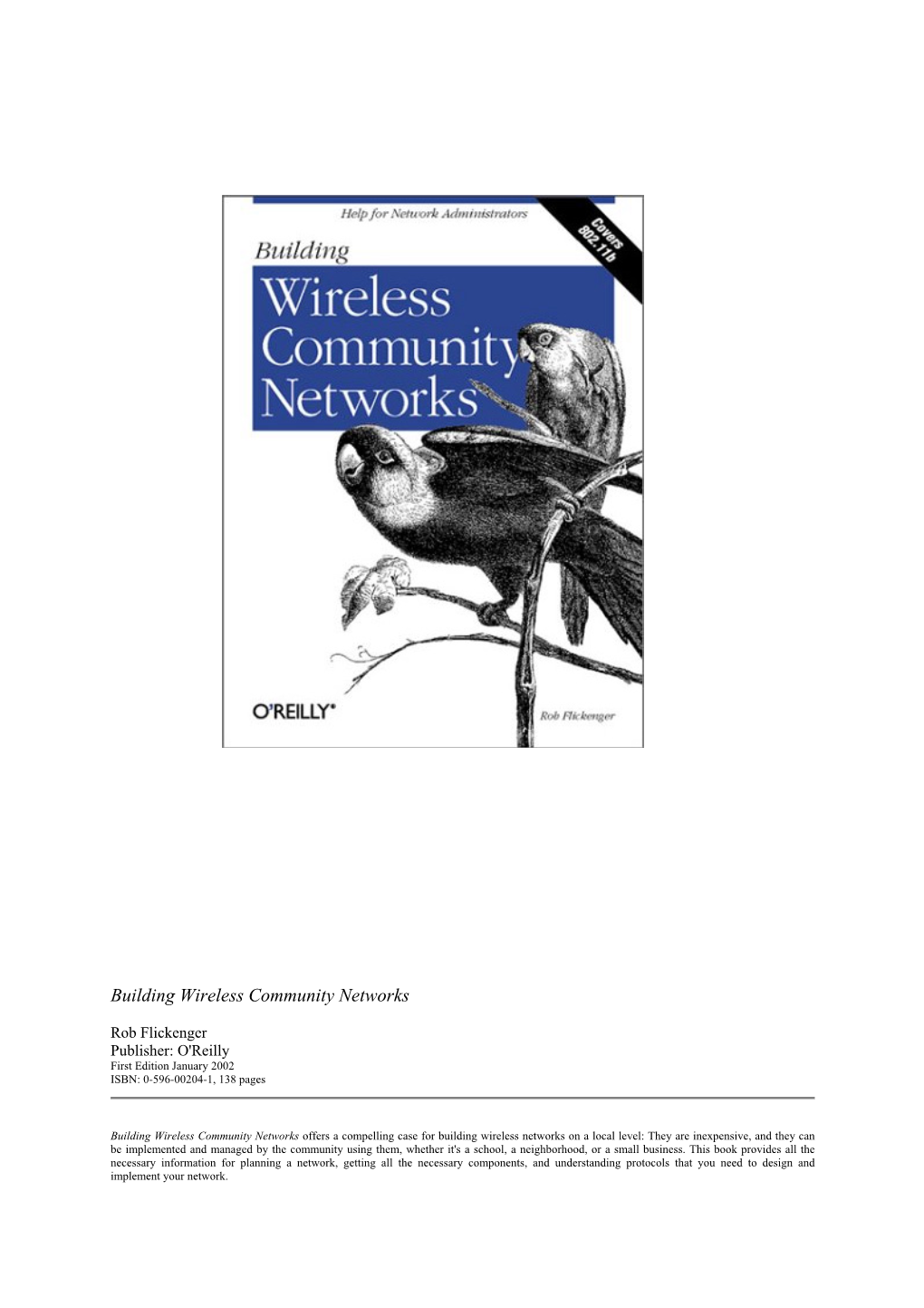 Building Wireless Community Networks