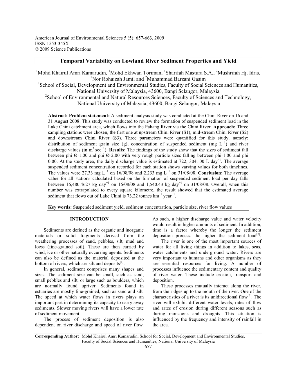 Temporal Variability on Lowland River Sediment Properties and Yield