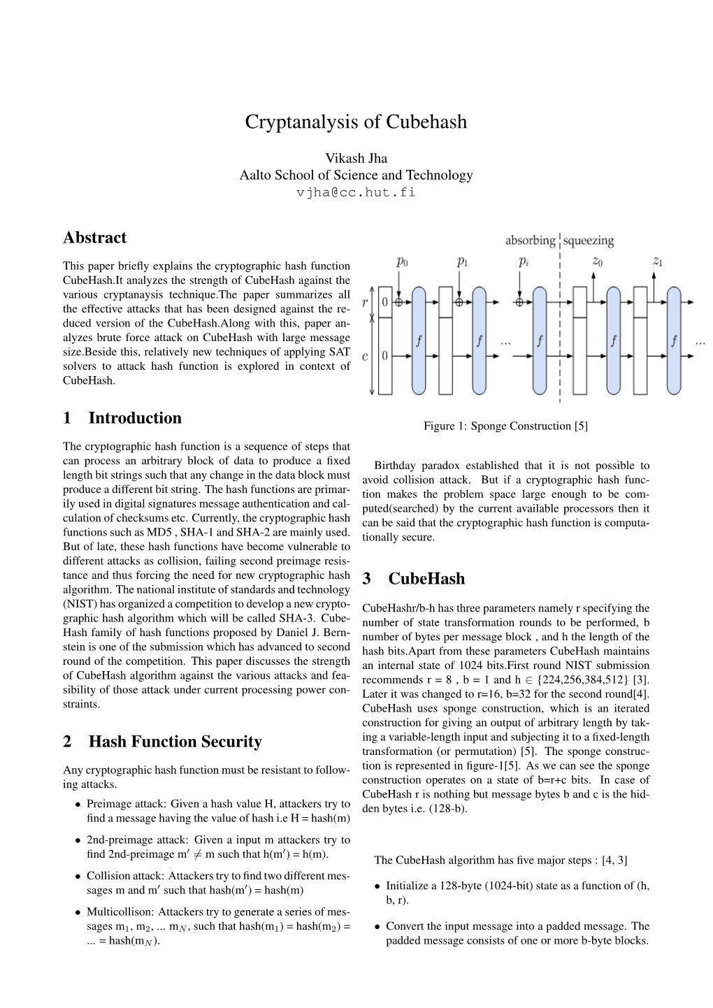 Cryptanalysis of Cubehash