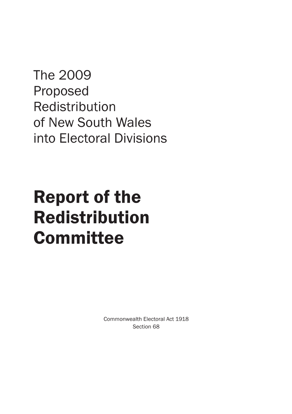 Report of the Redistribution Committee