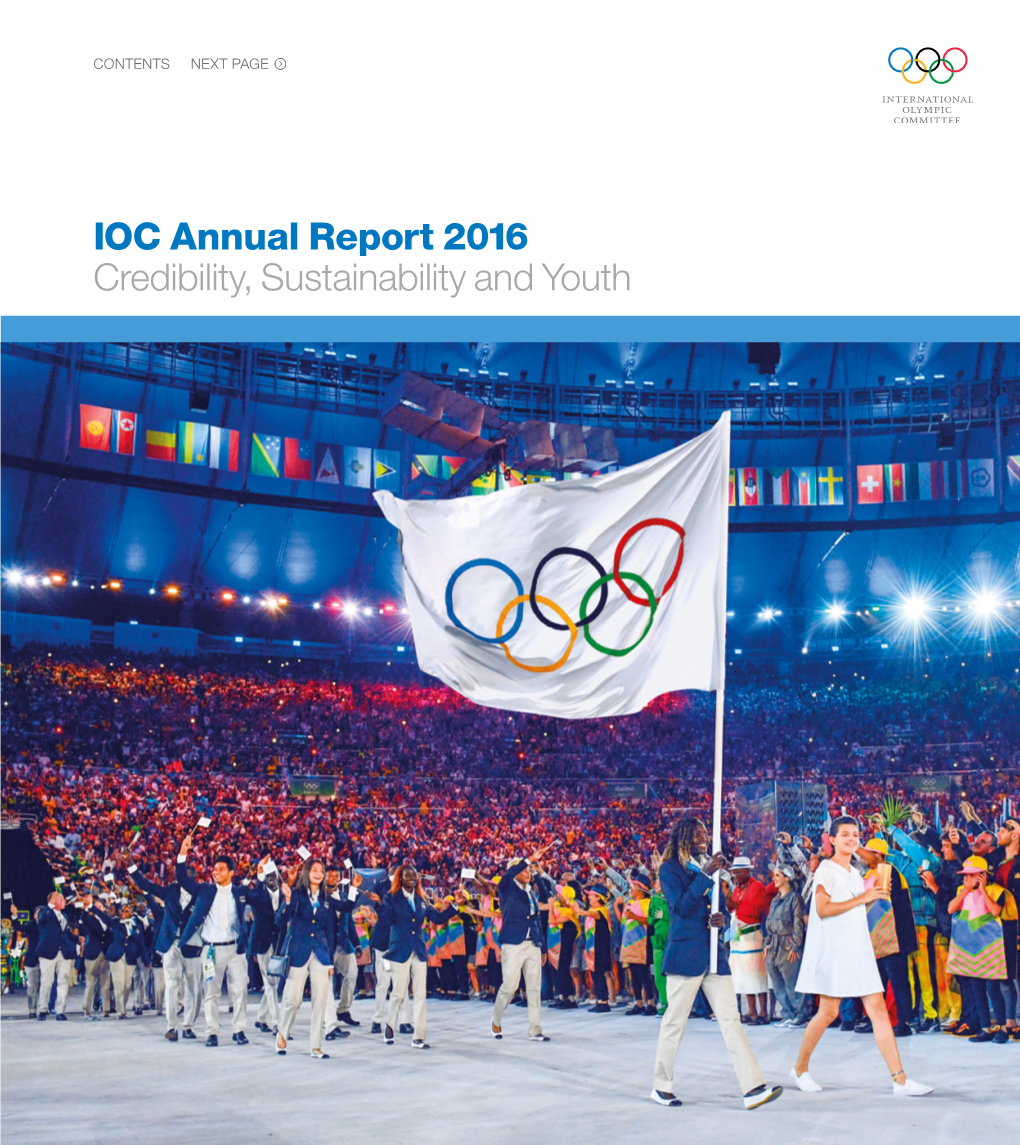 IOC Annual Report 2016 Credibility, Sustainability and Youth IOC ANNUAL REPORT 2016