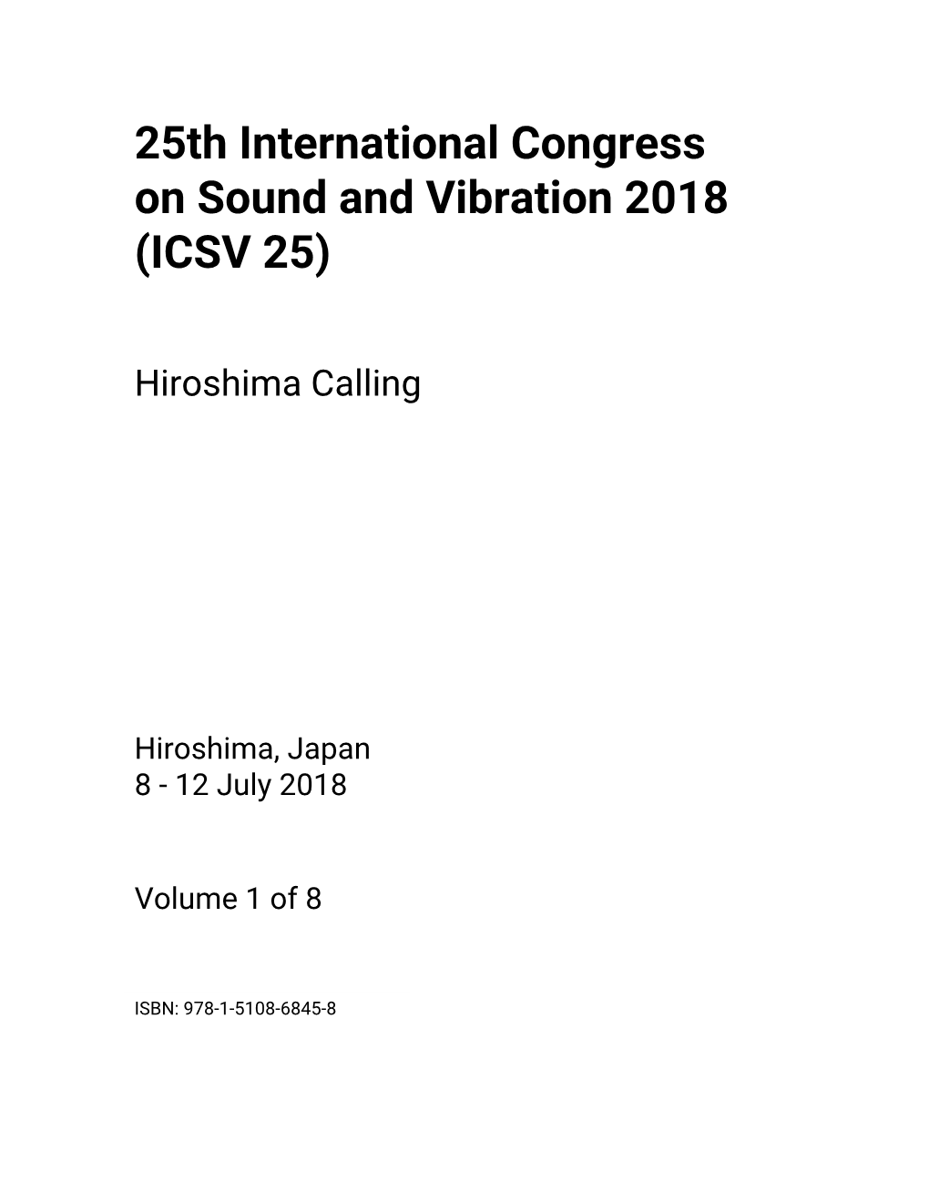 25Th International Congress on Sound and Vibration 2018 (ICSV