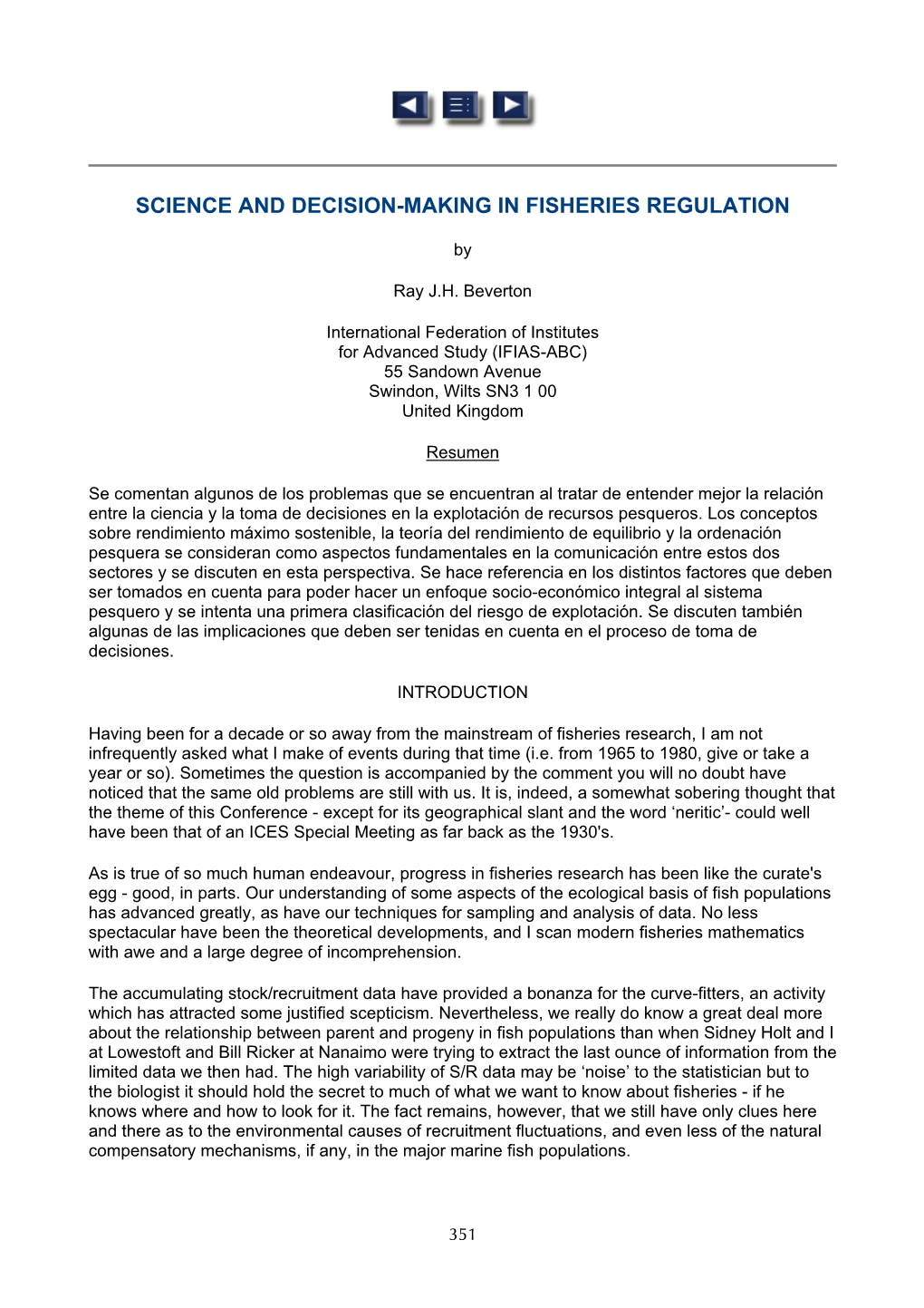 Science and Decision-Making in Fisheries Regulation