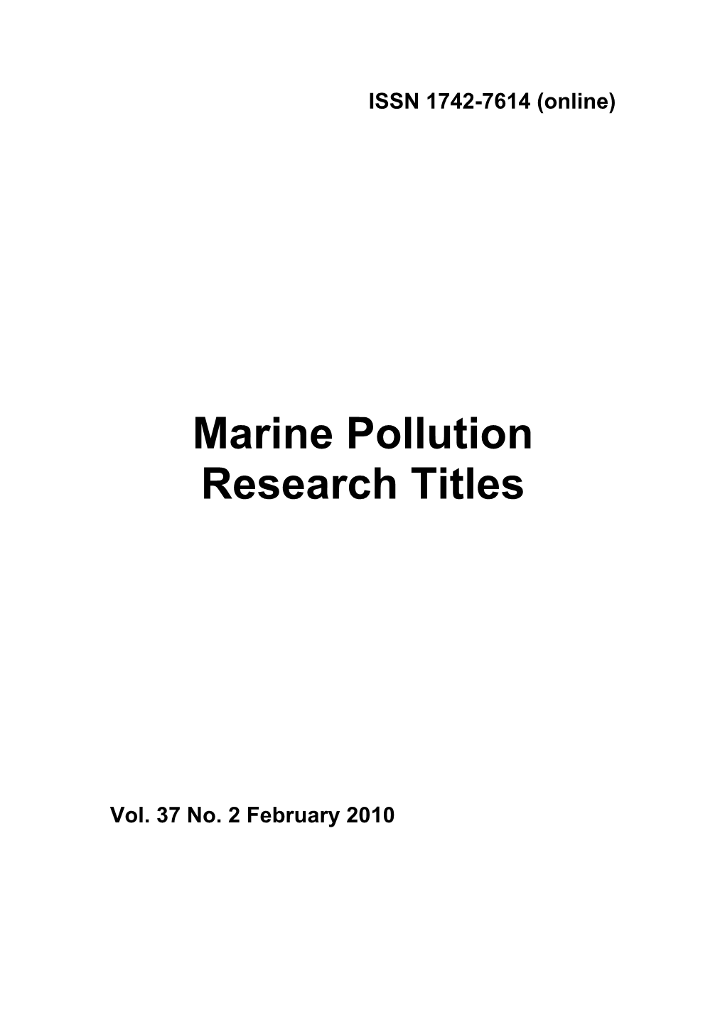 Marine Pollution Research Titles