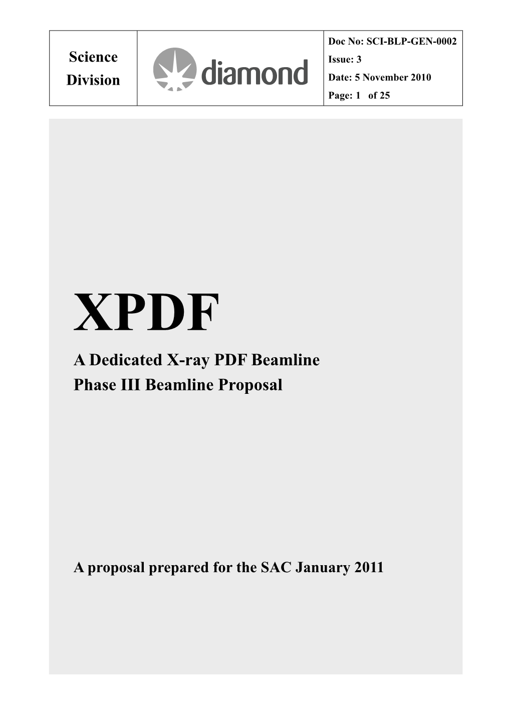 A Dedicated X-Ray PDF Beamline Phase III Beamline Proposal