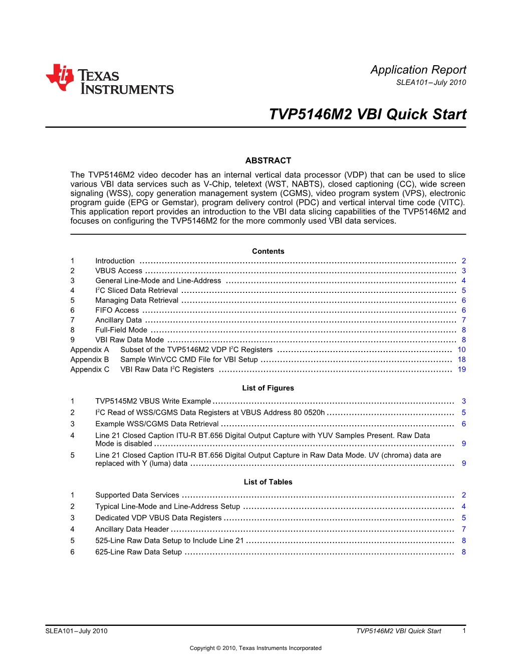 TVP5146M2 VBI Quick Start