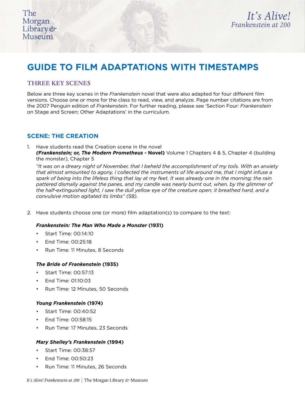 Guide to Film Adaptations with Timestamps