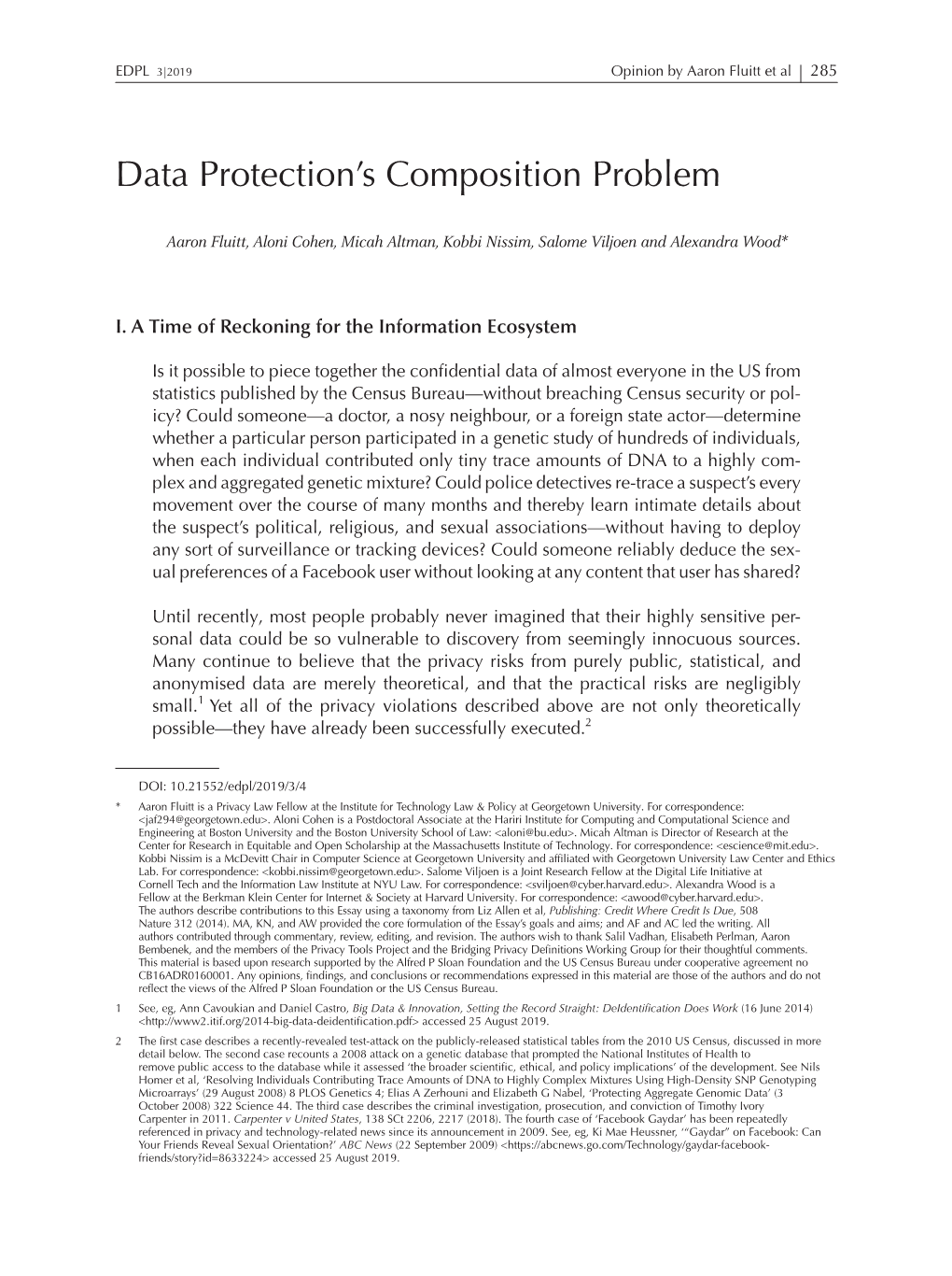 Opinions ∙ Data Protection's Composition Problem