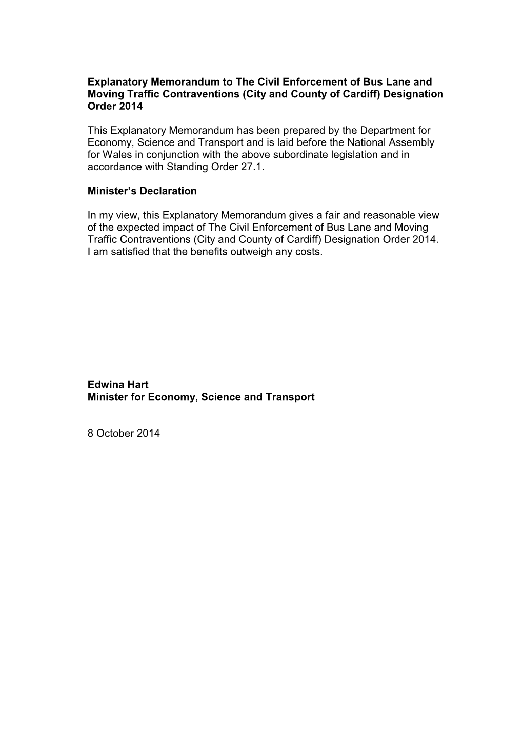 Explanatory Memorandum to the M4 Motorway (Junction 24, Coldra