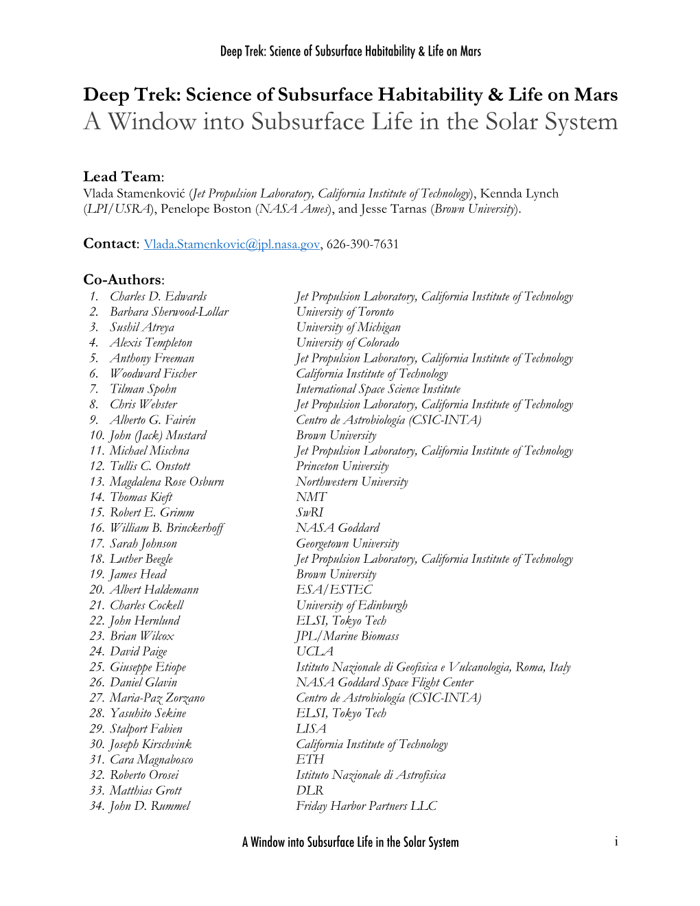 Science of Subsurface Habitability & Life on Mars