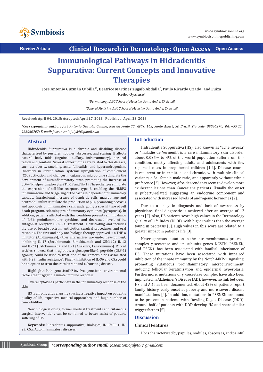 Immunological Pathways in Hidradenitis Suppurativa