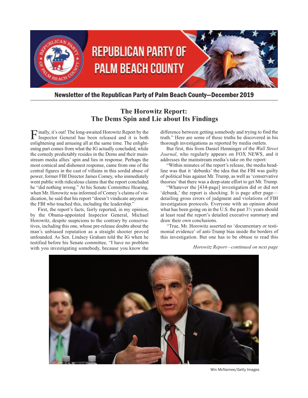 Newsletter of the Republican Party of Palm Beach County—December 2019