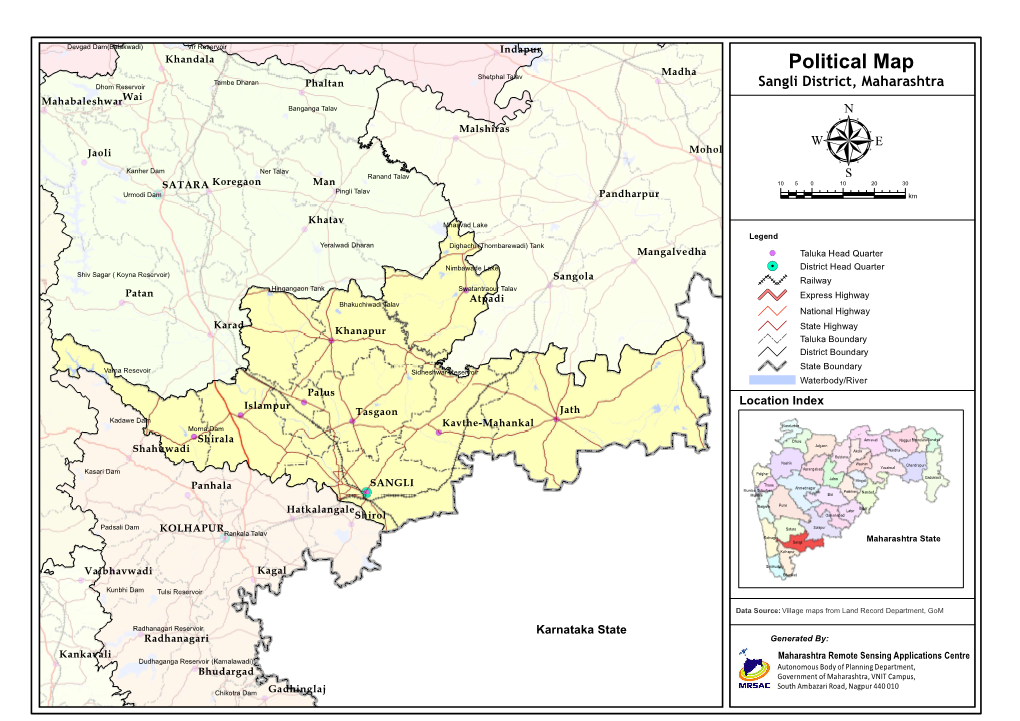 Political Map Shetphal Talav Madha Tambe Dharan Dhom Reservoir Phaltan Sangli District, Maharashtra Mahabaleshwarwai Banganga Talav