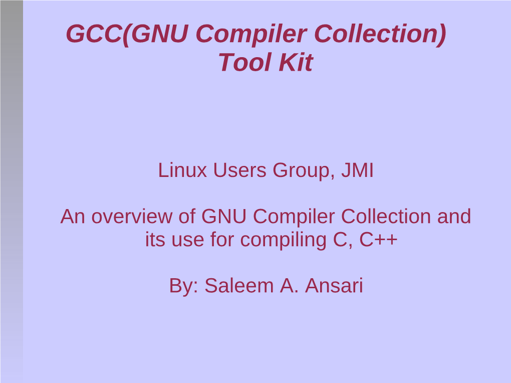 GCC(GNU Compiler Collection) Tool Kit