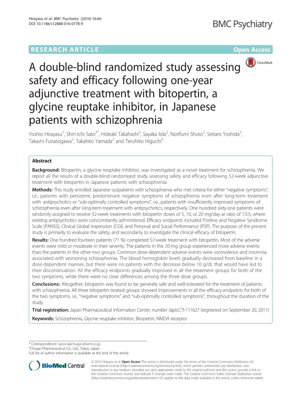 A Double-Blind Randomized Study Assessing Safety and Efficacy