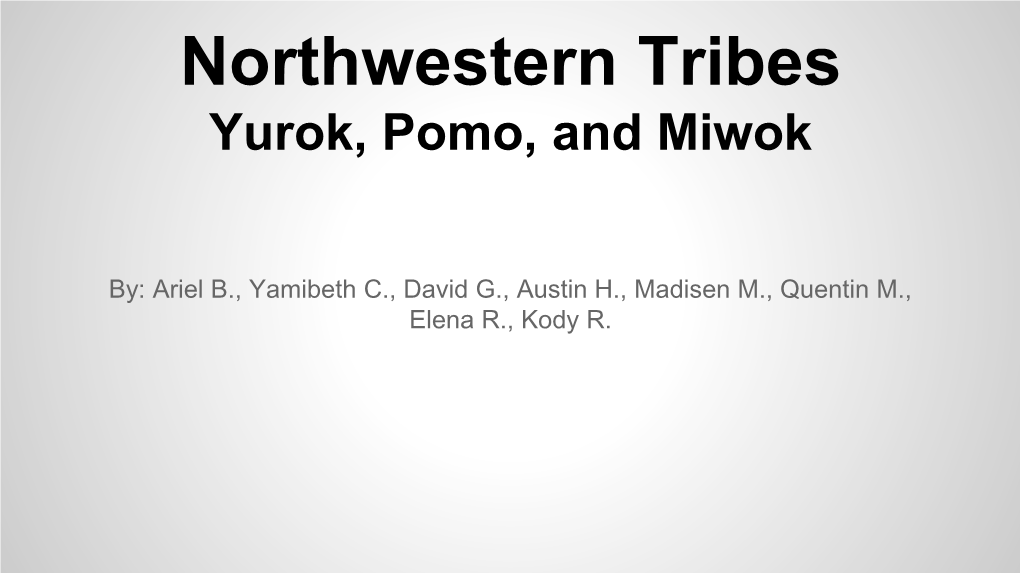 Northwestern Tribes Yurok, Pomo, and Miwok