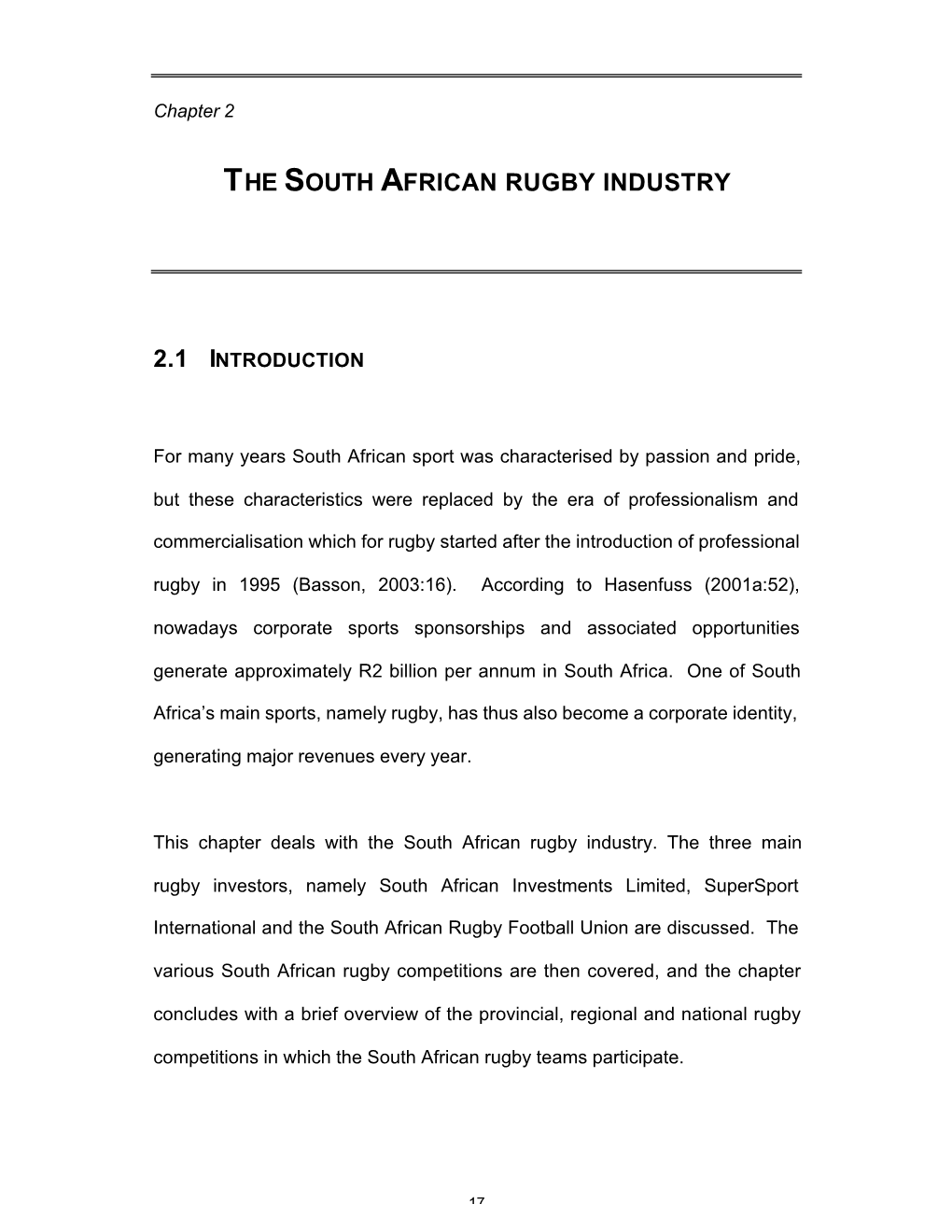 Chapter 2: the South African Rugby