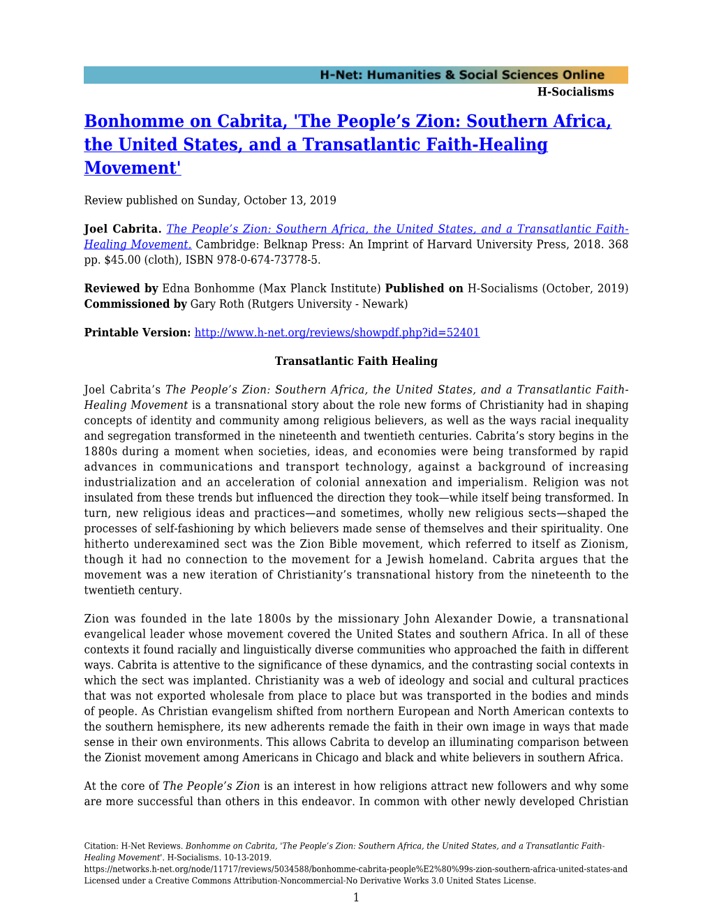 'The People's Zion: Southern Africa, the United States, and A