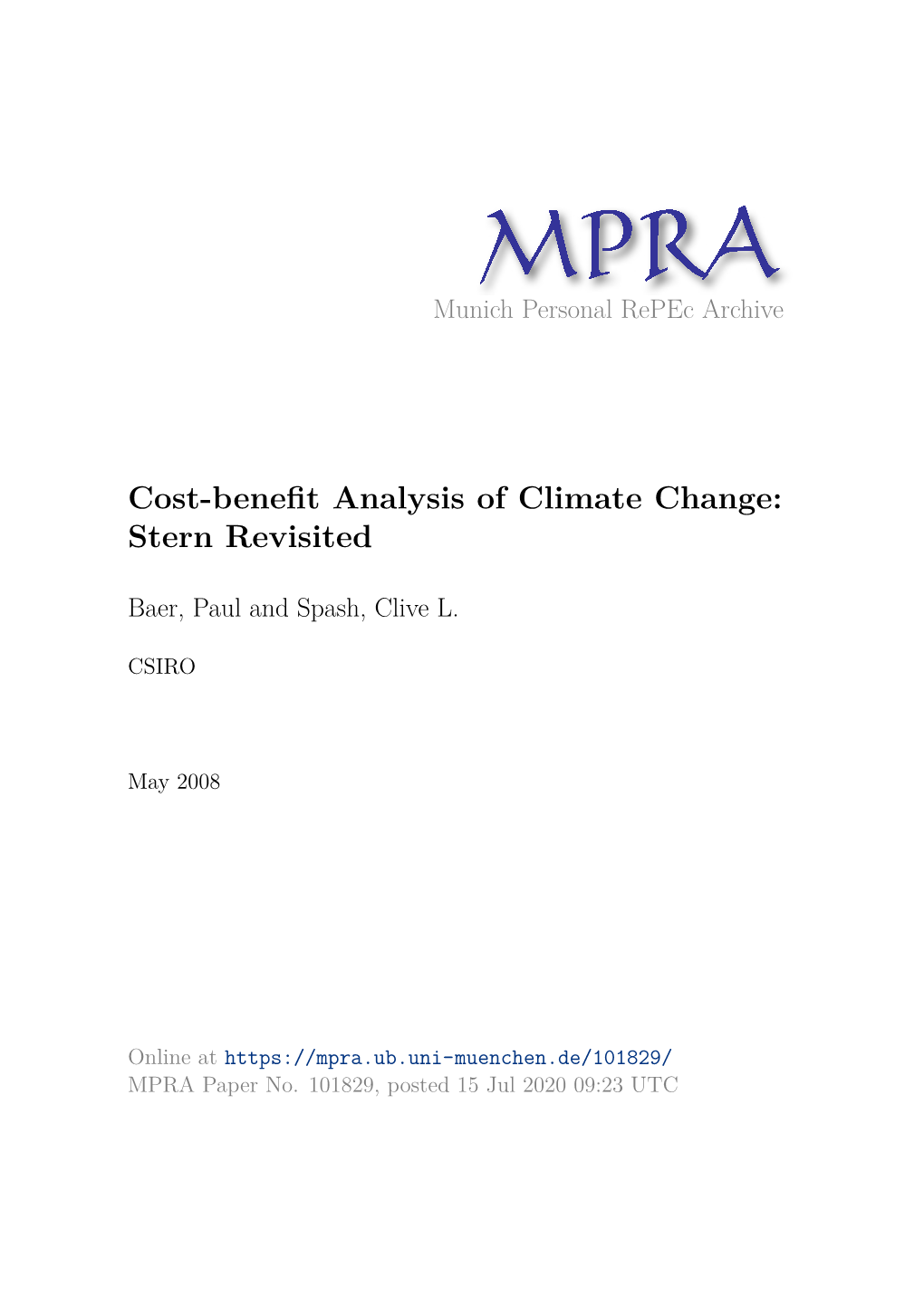 Is Climate Change Cost-Benefit Analysis Defensible