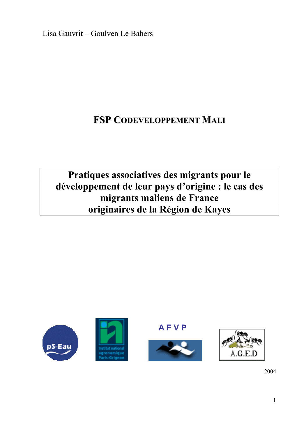 Le Cas Des Migrants Maliens De France Originaires De La Région De Kayes