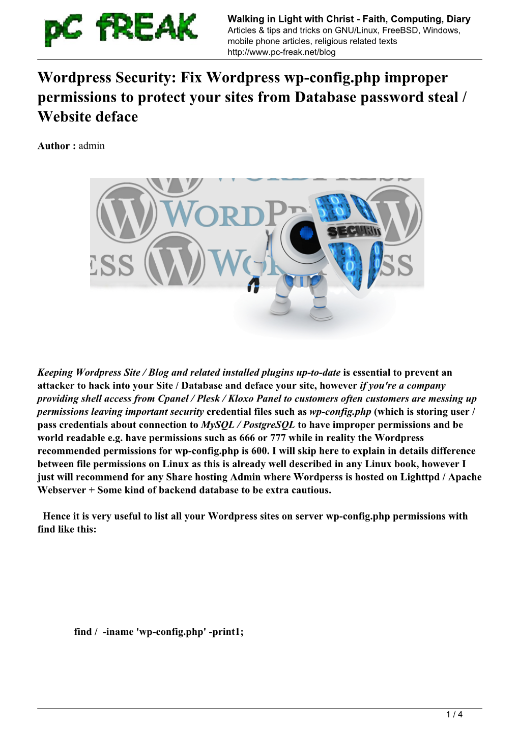 Fix Wordpress Wp-Config.Php Improper Permissions to Protect Your Sites from Database Password Steal / Website Deface