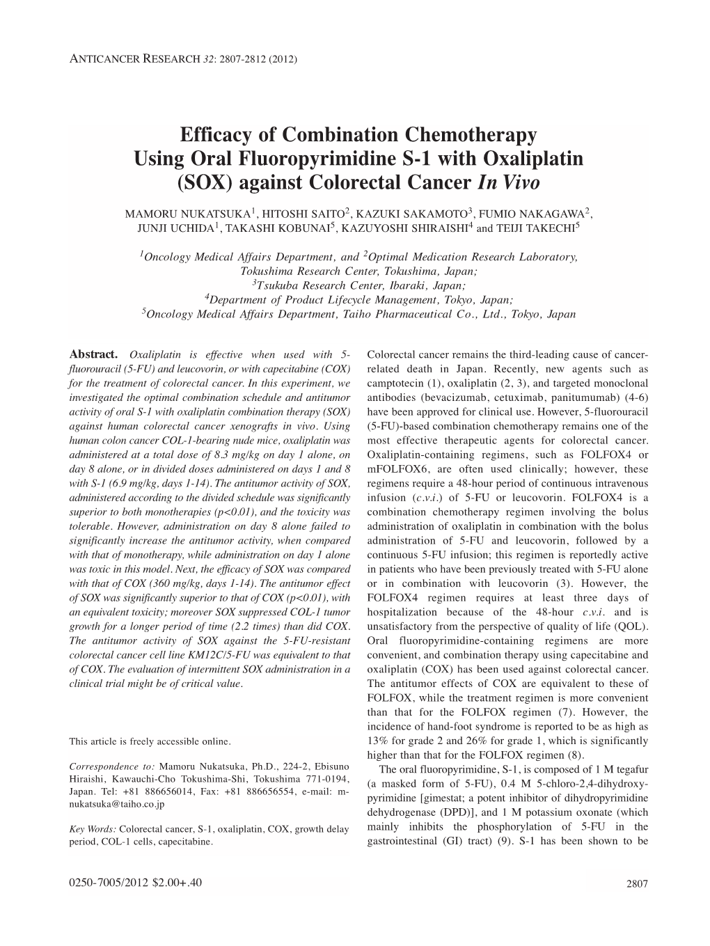 Against Colorectal Cancer in Vivo