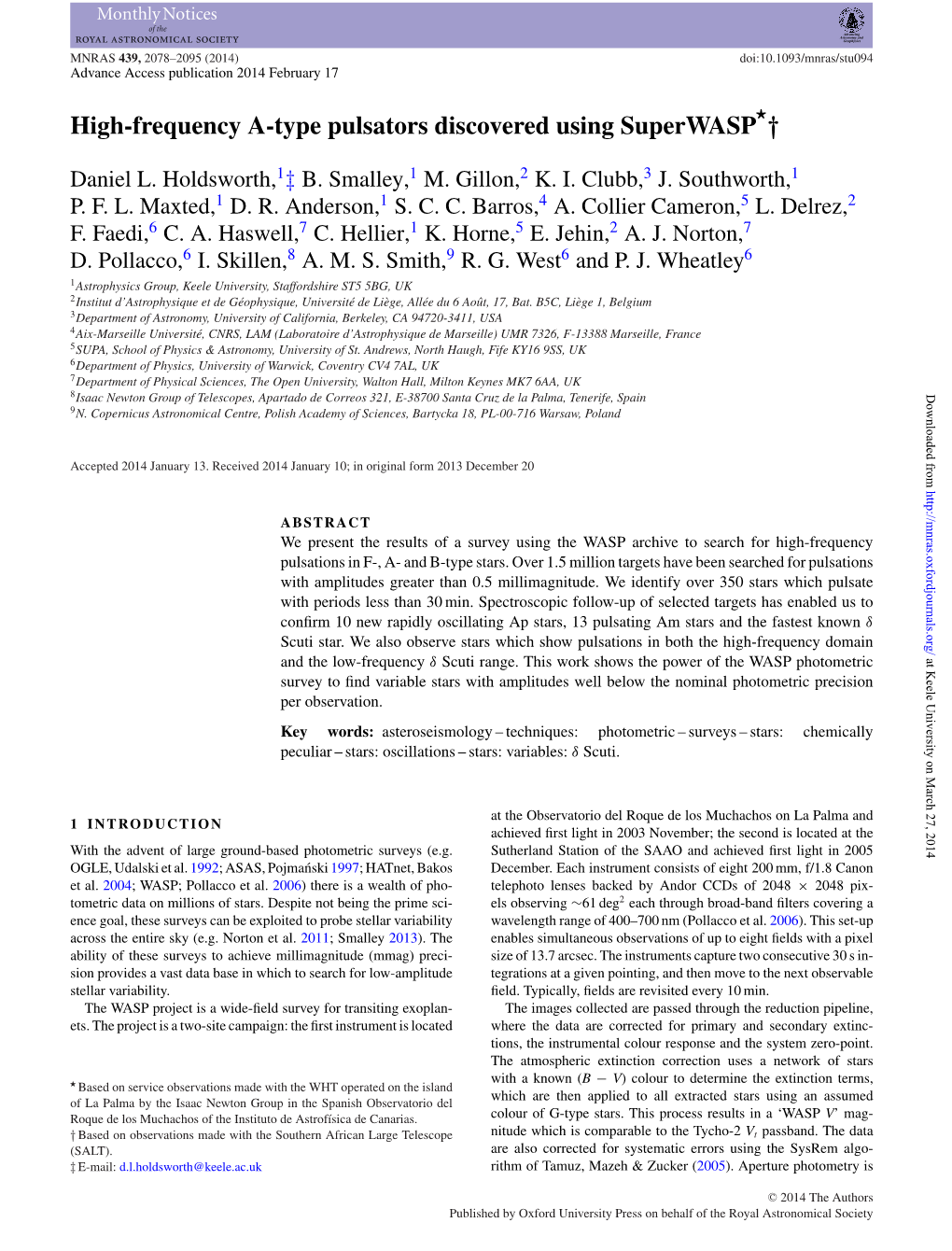 High-Frequency A-Type Pulsators Discovered Using Superwasp †