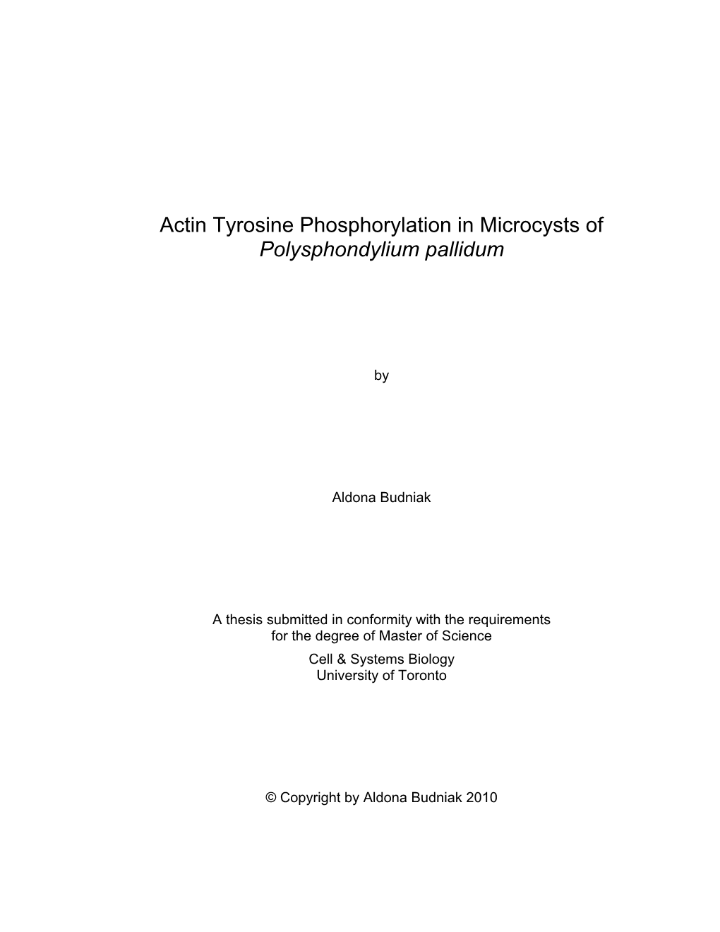 Actin Tyrosine Phosphorylation in Microcysts of Polysphondylium Pallidum