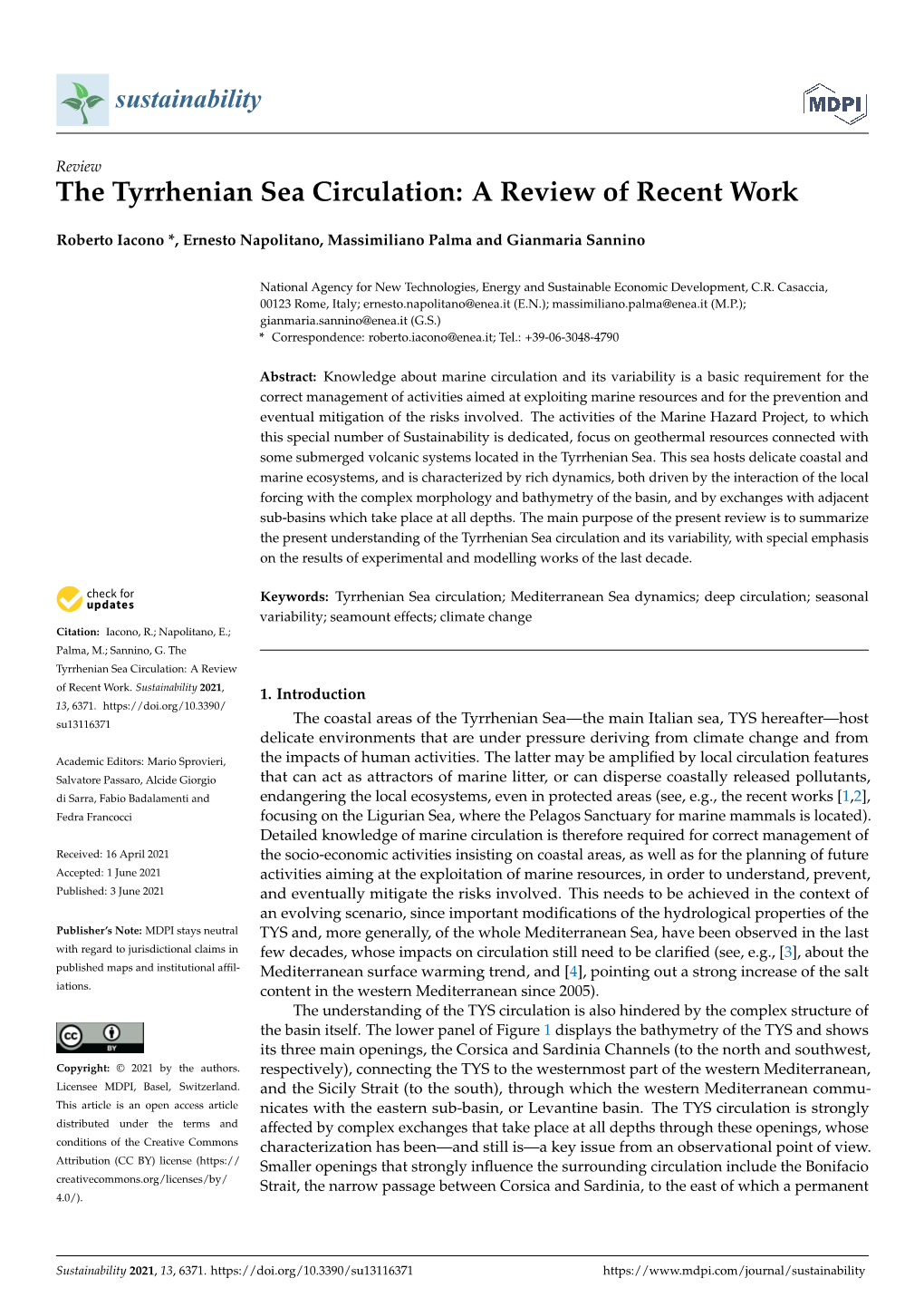 The Tyrrhenian Sea Circulation: a Review of Recent Work