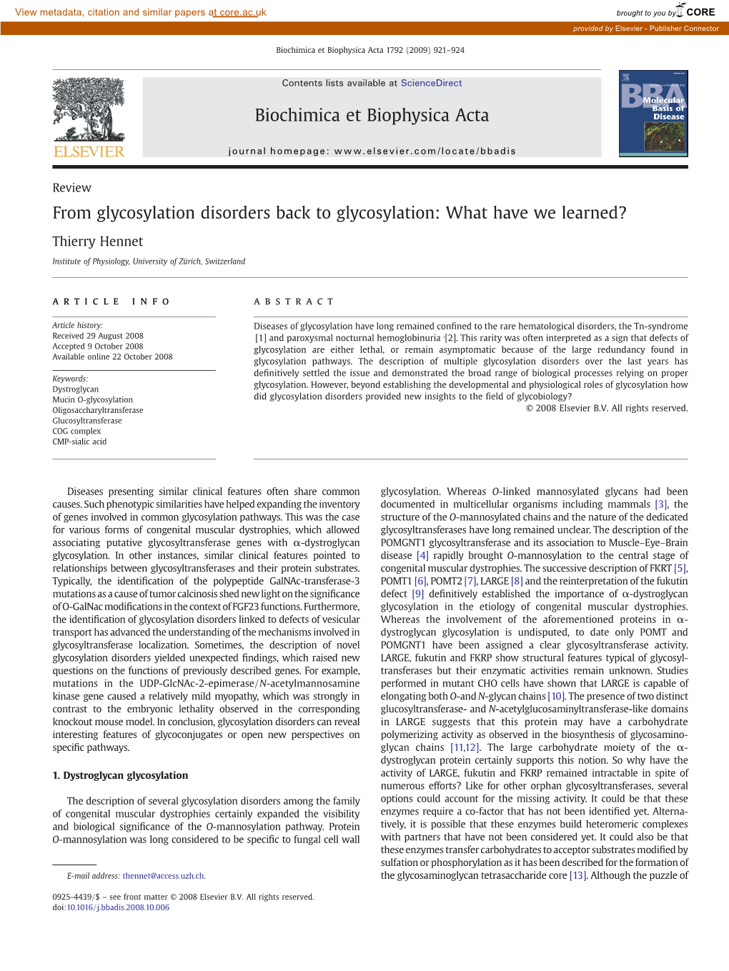 From Glycosylation Disorders Back to Glycosylation: What Have We Learned?