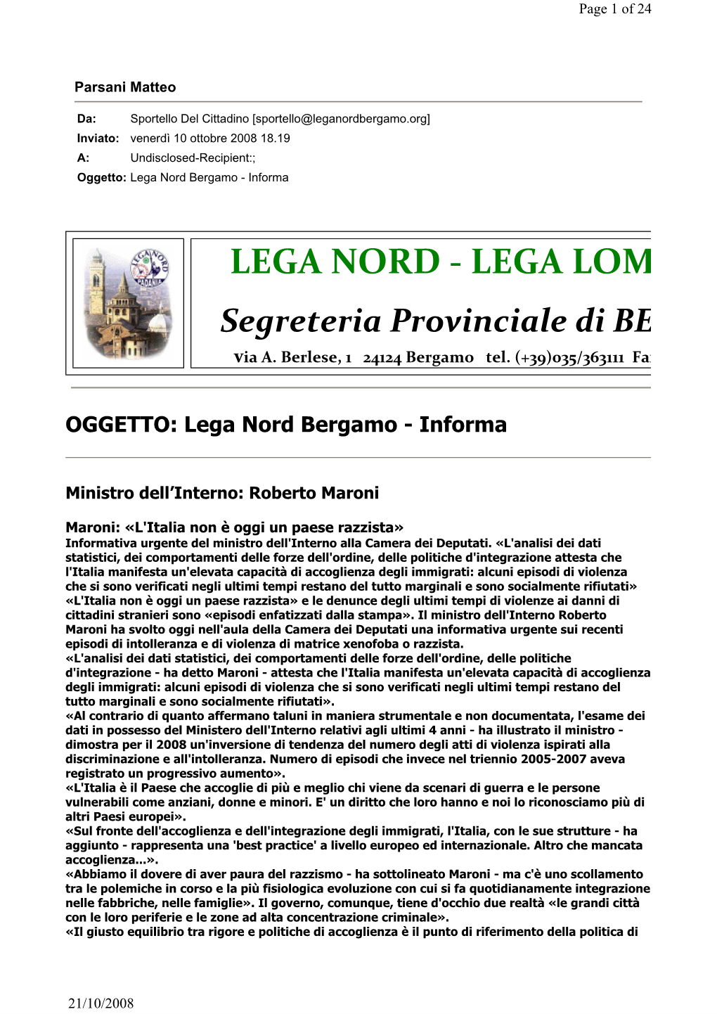 Lega Nord Bergamo - Informa