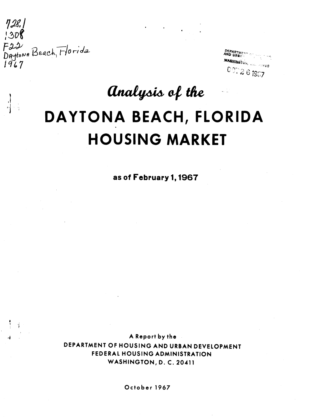 Analysis of the Daytona Beach Florida As Of