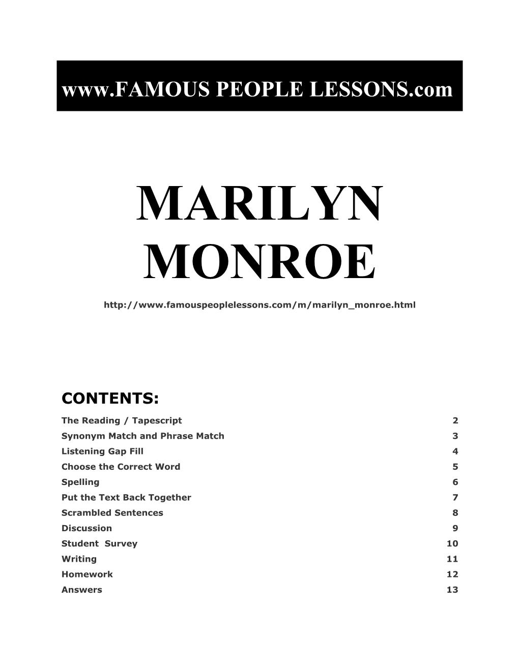 Famous People Lessons - Marilyn Monroe