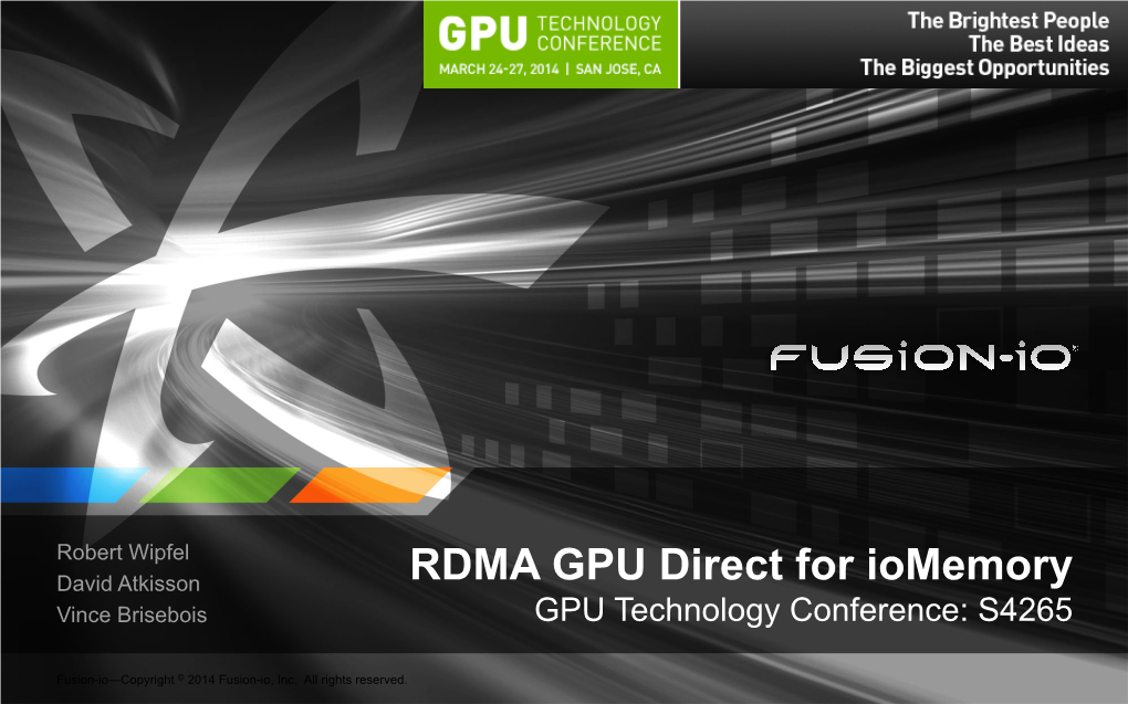 RDMA GPU Direct for the Fusion-Io Iodrive